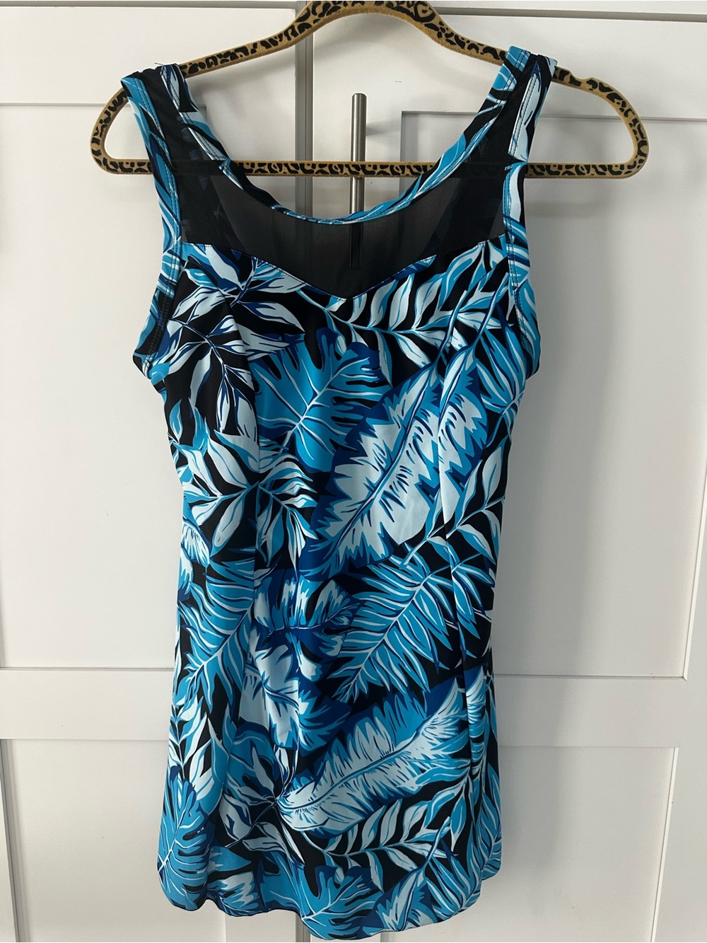 Blue Tropical Leaf One-Piece Swimsuit